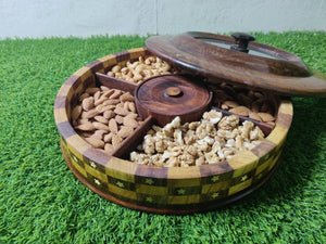 Wooden Dry fruit Box Round 12x12 Inch DFB03