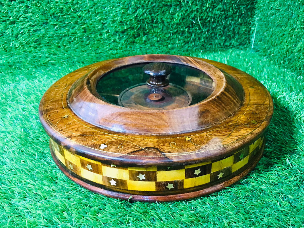 Wooden Dry fruit Box Round 12x12 Inch DFB03