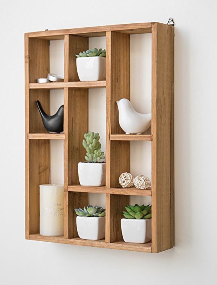 Ws117 Wall-Mounted (Vertical or Horizontal) 9-Slot Rustic Wood Floating Shelve