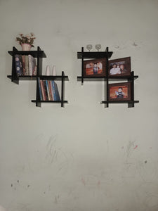 Cross Square Book Shelf - Minimalistic Wall-Mounted Display (WS-119)