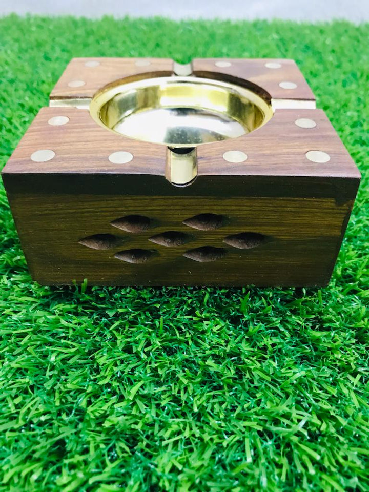 WOODEN CIGARETTE  ASH TRAAY 4 x 4 Inch