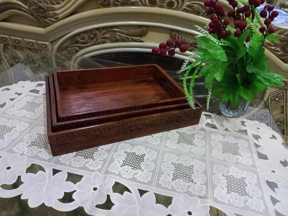Wooden Serving Tray Set of 3 (TRY01)
