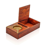 WOODEN CIGARETTE BOX WITH ASH TRAY
