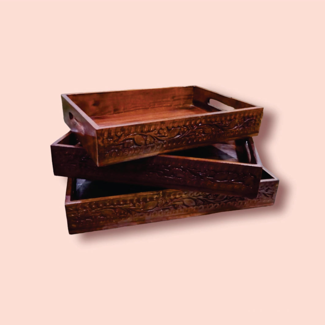 Wooden Serving Tray Set of 3 (TRY01)