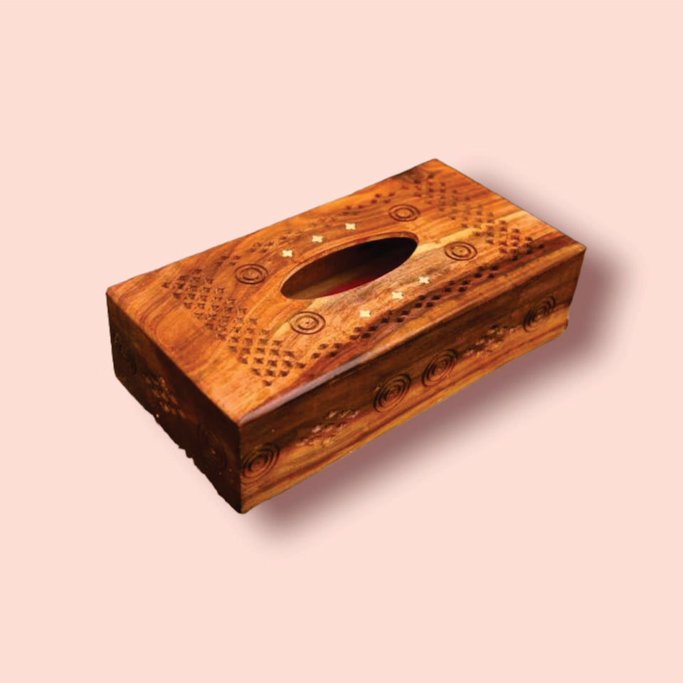 Wooden Hand Made Carving Tissue Box TB02