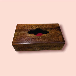 Wooden Hand Made Carving Tissue Box 01