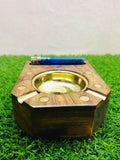 WOODEN CIGARETTE ASH TRAY With lighter 5 X 4 INCH