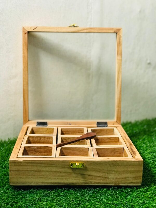 NATURAL WOOD COLOR SPICE BOX 10 X 10 INCH MSB06