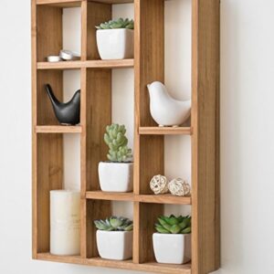 Ws117 Wall-Mounted (Vertical or Horizontal) 9-Slot Rustic Wood Floating Shelve