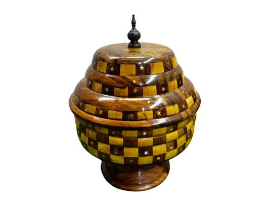 HANDMADE WOODEN HOTPOT WITH BRASS & CARVING WORK (HP01)