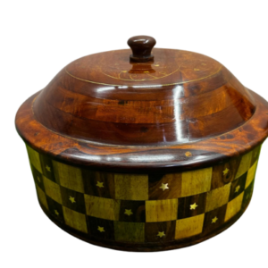 HAND-MADE WOODEN HOTPOT WITH BRASS & CARVING WORK ( HP02 )