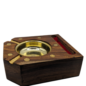 WOODEN CIGARETTE ASH TRAY With lighter 5 X 4 INCH