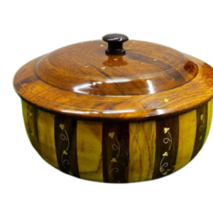 HANDMADE WOODEN HOTPOT WITH BRASS & CARVING WORK  (HP05)