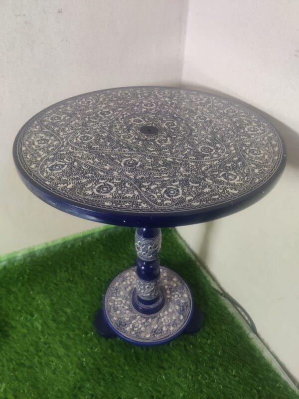 Lacquer Art Corner Table Naqshi ART VIp Blue pottery