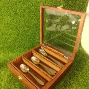 Wooden Antique Cutlery Box - 3 Portion